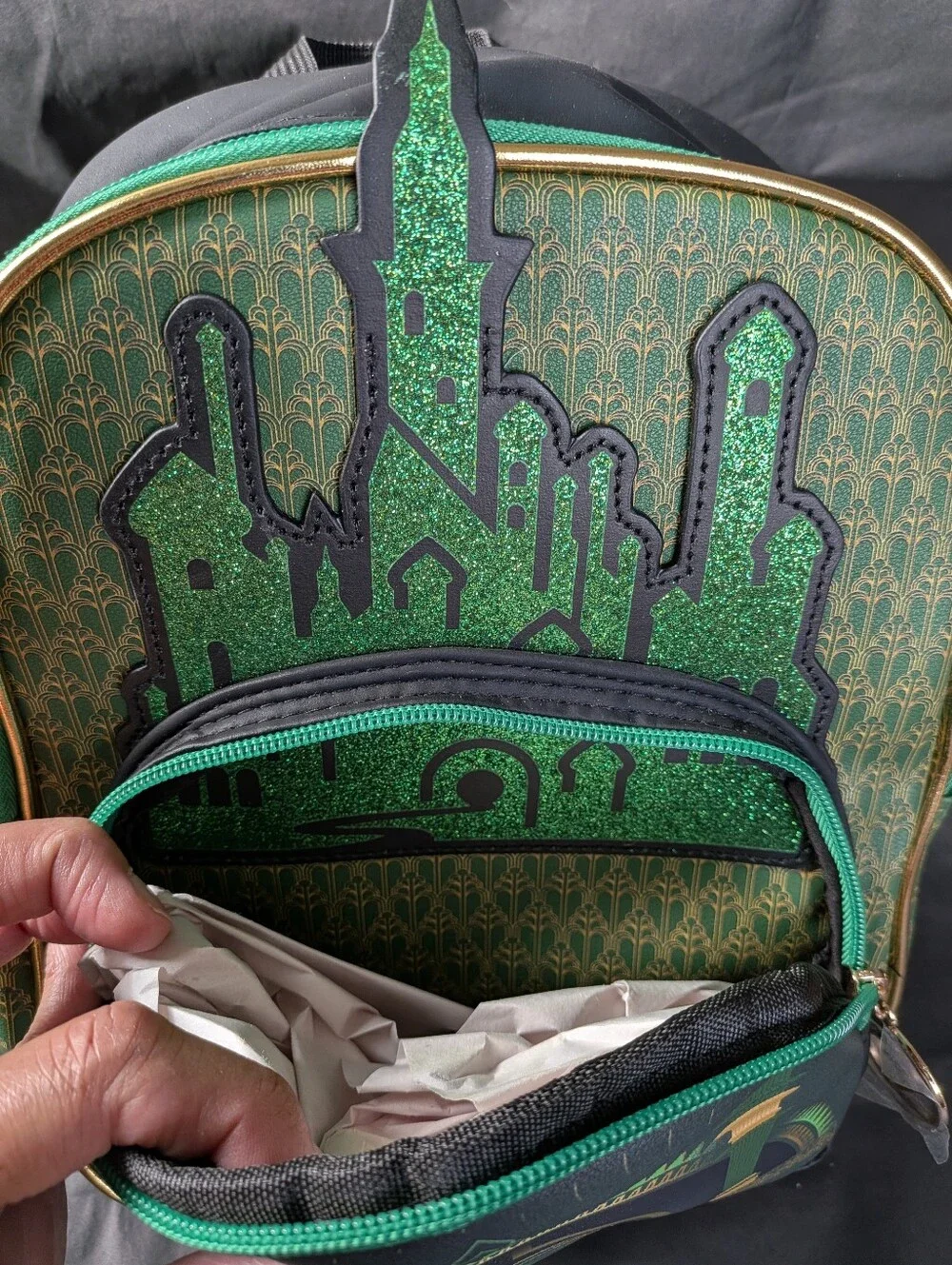 Wicked Emerald City Castle Glittered Mini Backpack -NWT!!